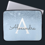Capa Para Notebook Glam Blue Glitter e Sparkle Chic Monogramas<br><div class="desc">Minúsculo de Ombre Azul e Minúsculo,  moderno e elegante caso de monograma. Esse caso pode ser personalizado para incluir seu nome inicial e próprio.</div>
