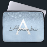 Capa Para Notebook Glam Blue Glitter e Sparkle Chic Monogramas<br><div class="desc">Minúsculo de Ombre Azul e Minúsculo,  moderno e elegante caso de monograma. Esse caso pode ser personalizado para incluir seu nome inicial e próprio.</div>