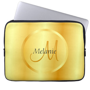 Capa Para Notebook Glam Faux Dourado Elegante Moderno Monograma Model