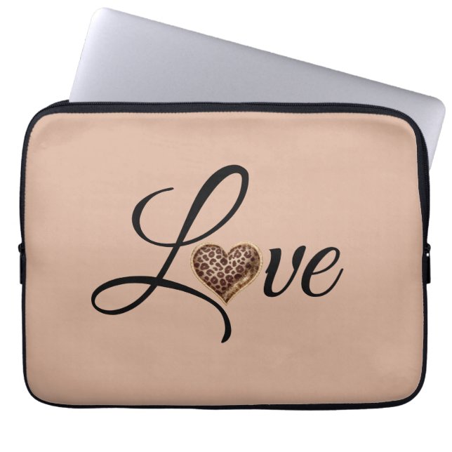 Capa Para Notebook Glam Leopard Heart Love Design (Frente)
