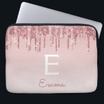 Capa Para Notebook Glam Rosa Rosa Rosa Dourada Glitter Glitter Drives<br><div class="desc">Cor-de-rosa-pincelada - Rosa Dourada,  brilho de popa fina e Laptop de monograma elegante e cintilante. Este caso monograma pode ser personalizado para incluir seu nome inicial e próprio.</div>