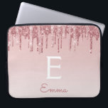 Capa Para Notebook Glam Rosa Rosa Rosa Dourada Glitter Glitter Drives<br><div class="desc">Cor-de-rosa-pincelada - Rosa Dourada,  brilho de popa fina e Laptop de monograma elegante e cintilante. Este caso monograma pode ser personalizado para incluir seu nome inicial e próprio.</div>