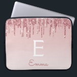 Capa Para Notebook Glam Rosa Rosa Rosa Dourada Glitter Glitter Drives<br><div class="desc">Cor-de-rosa-pincelada - Rosa Dourada,  brilho de popa fina e Laptop de monograma elegante e cintilante. Este caso monograma pode ser personalizado para incluir seu nome inicial e próprio.</div>