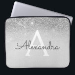Capa Para Notebook Glam Silver Glitter e Sparkle Monogramas<br><div class="desc">Silver Ombre Faux Glitter e Sparkle Modern e Elegante Monograma. Esse caso pode ser personalizado para incluir seu nome inicial e próprio.</div>