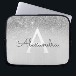 Capa Para Notebook Glam Silver Glitter e Sparkle Monogramas<br><div class="desc">Silver Ombre Faux Glitter e Sparkle Modern e Elegante Monograma. Esse caso pode ser personalizado para incluir seu nome inicial e próprio.</div>