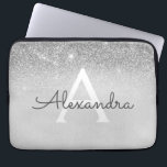 Capa Para Notebook Glam Silver Glitter e Sparkle Monogramas<br><div class="desc">Silver Ombre Faux Glitter e Sparkle Modern e Elegante Monograma. Esse caso pode ser personalizado para incluir seu nome inicial e próprio.</div>