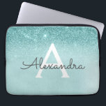 Capa Para Notebook Glam Teal Aqua Blue Glitter e Sparkle Monograma<br><div class="desc">Glam Teal Aqua Blue Ombre Faux Glitter e Sparkle Modern e Elegante Monograma. Esse caso pode ser personalizado para incluir seu nome inicial e próprio.</div>