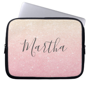 Capa Para Notebook Glitter bonito de ouro com gradiente cinzento rosa
