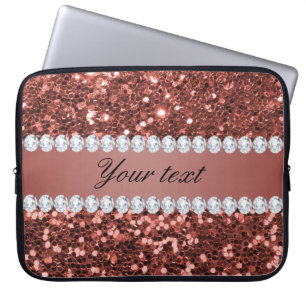 Capa Para Notebook Glitter de Faux Dourado Rosa e Diamantes Personali
