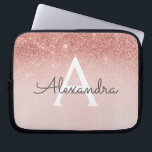 Capa Para Notebook Glitter Dourado de Rosa de Glam e Monograma de Spa<br><div class="desc">Glam Rosa Dourado Ombre Faux Glitter e Sparkle Modern e Elegante Monograma. Esse caso pode ser personalizado para incluir seu nome inicial e próprio.</div>