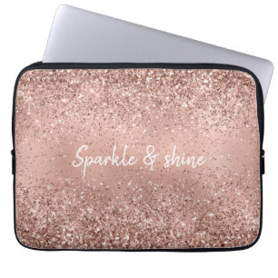 Capa Para Notebook Glitter Dourado Rosa