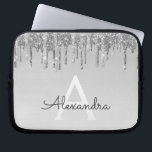 Capa Para Notebook Glitter prateado e Monograma de brilho<br><div class="desc">Glitter de Perfuração de Silver Faux e Monograma Elegante de Sparkle. Esse caso pode ser personalizado para incluir seu nome inicial e próprio.</div>