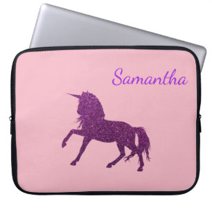 Capa Para Notebook Glitter Rosa Púrpura Estimulante de Unicórnio