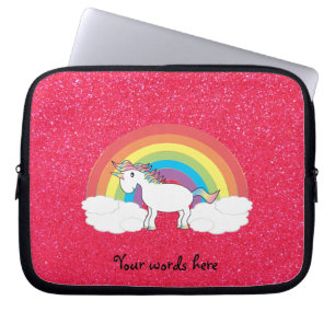 Capa Para Notebook Glitter rosa unicórnio do arco-íris