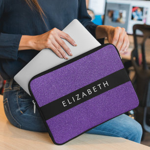 Capa Para Notebook Glitter Roxo, Fundo Da Glitter, Seu Nome