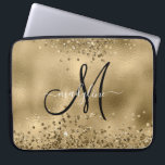 Capa Para Notebook Glitters Dourados Chic - Nome do Monograma<br><div class="desc">Glitters Dourados Chic - Nome do Monograma</div>