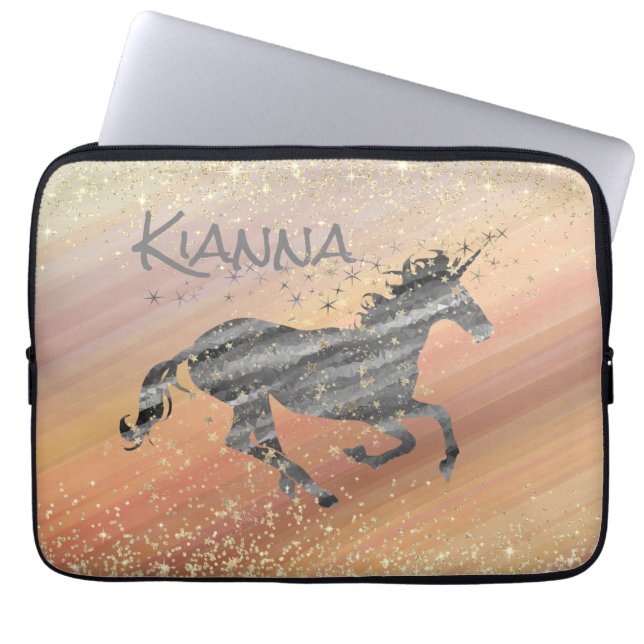 Capa Para Notebook Glittery Starry Unicorn (Frente)