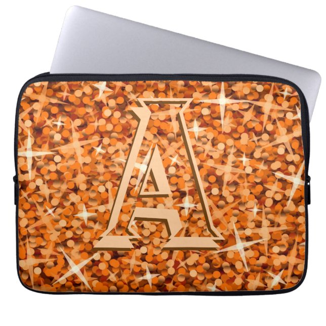 Capa Para Notebook Glitz bolsa de laptop "monograma" laranja de 13 po (Frente)