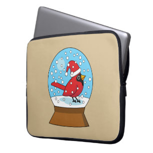 Capa Para Notebook Globo de Neve com Cardeal Vermelho Bonito
