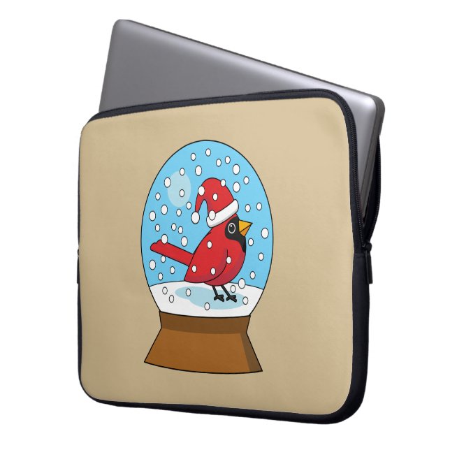 Capa Para Notebook Globo de Neve com Cardeal Vermelho Bonito (Frente Esquerda)