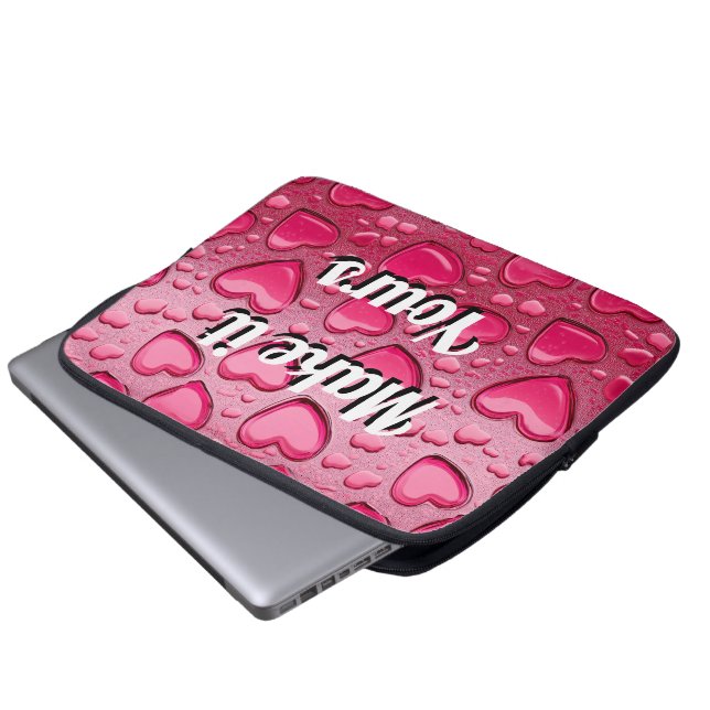 Capa Para Notebook Glossy 3D Pink Jelly Hearts Laptop Sleeve (Frente Inferior)
