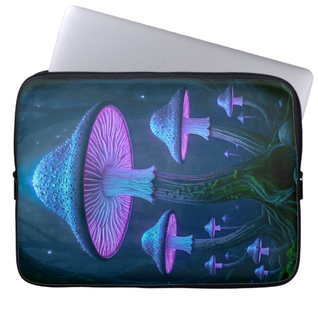 Capa Para Notebook Glowing Neo-Deco Bioluminescente Nature Cyberpunk (Frente)