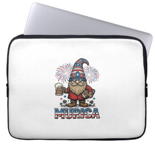 Capa Para Notebook Gnomo Patriótico Cerveja Murica Camisa Vintage Des