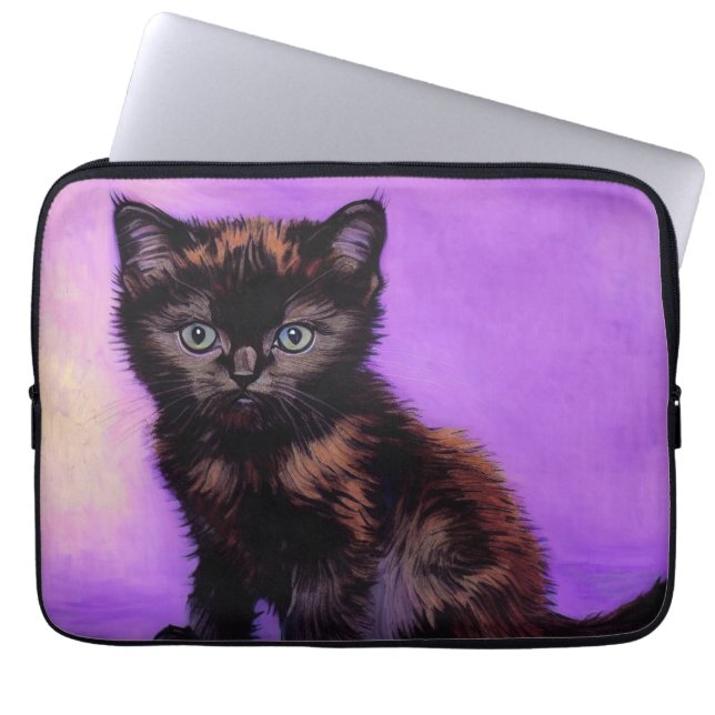 Capa Para Notebook Gogh Style Purple Cat (Frente)