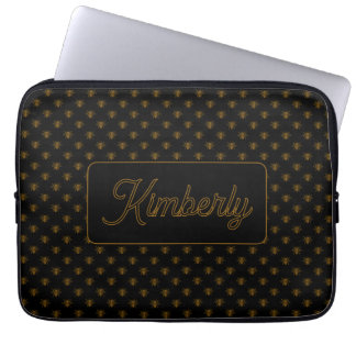 Capa Para Notebook Gold Bee Custom Name Monogram Design