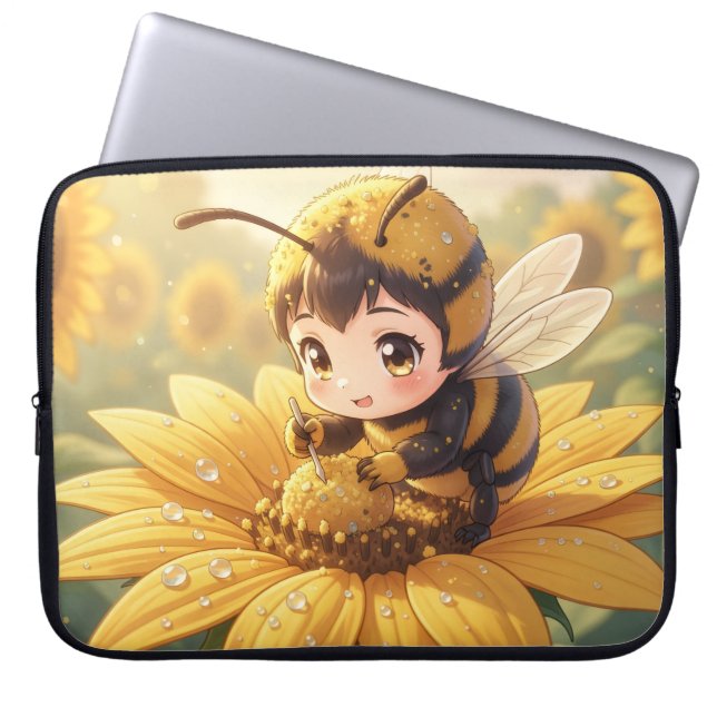 Capa Para Notebook Golden Bumblebee in Bloom Dance.3 (Frente)