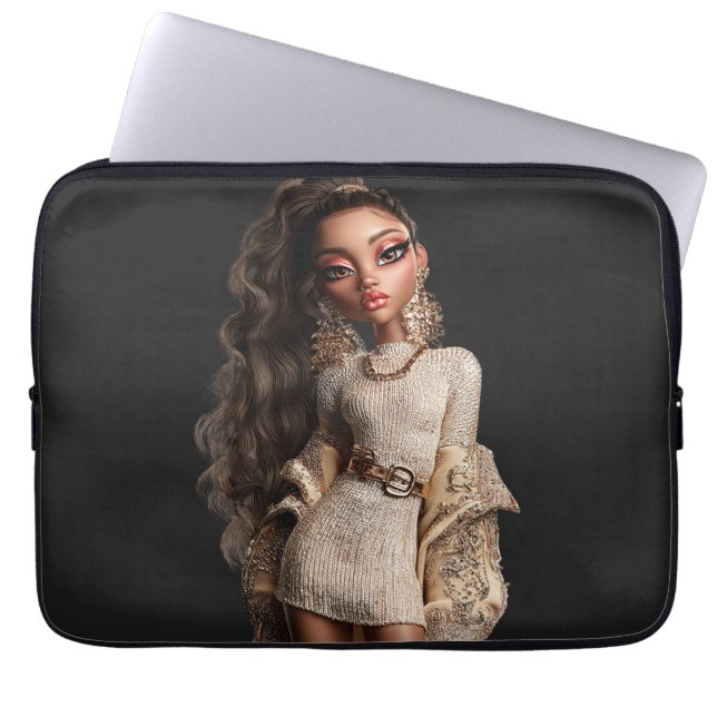 Capa Para Notebook Golden Couture Portrait Laptop Sleeve (Frente)