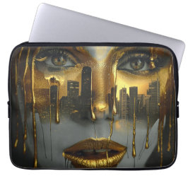 Capa Para Notebook Golden Face Surrealist City Urban Digital Art