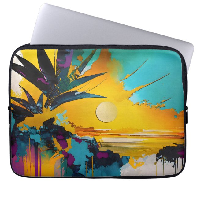 Capa Para Notebook Golden Horizon – Abstract Tropical Sunset (Frente)