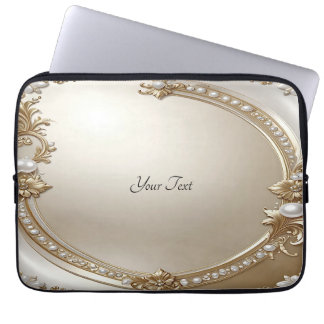 Capa Para Notebook Golden Ornate Frame with Pearls Laptop Sleeve