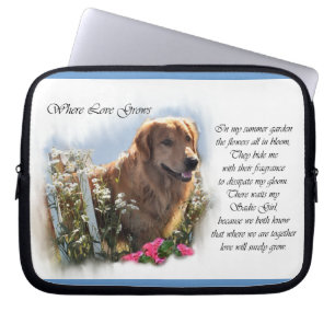 Capa Para Notebook Golden Retriever Verão Jardim