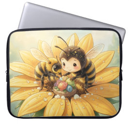 Capa Para Notebook Goldene Hummel im Blütentanz1