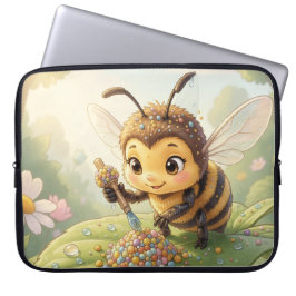 Capa Para Notebook Goldene Hummel im Blütentanz.2