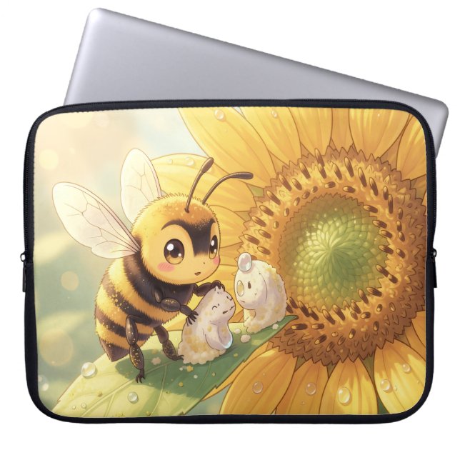 Capa Para Notebook Goldene Hummel im Blütentanz.4 (Frente)