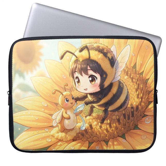 Capa Para Notebook Goldene Hummel im Blütentanz.7 (Frente)