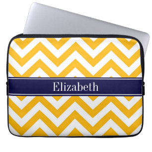 Capa Para Notebook Goldenrod White LG Chevron Marinho Blue Name Monog