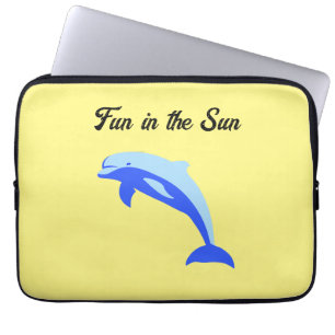 Capa Para Notebook Golfinho Azul Feliz, Desenho Animado do Oceano Tro