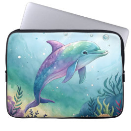 Capa Para Notebook golfinho pintado à aquarela