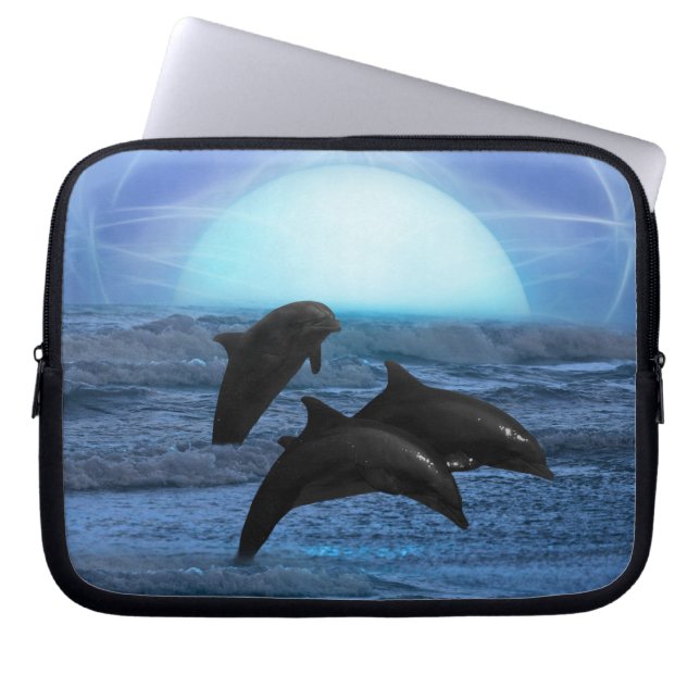 Capa Para Notebook Golfinhos por luar (Frente)