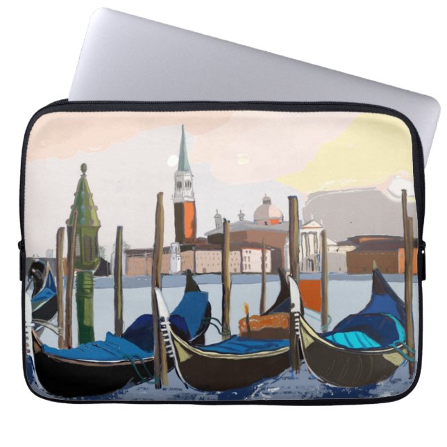 Capa Para Notebook Gondolas Tethered pela Rua Marks Square Veneza (Frente)