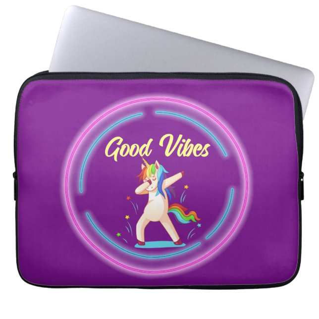 Capa Para Notebook Good Vibes Unicorn (Frente)