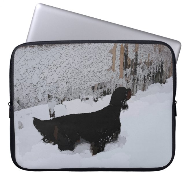 Capa Para Notebook Gordon Setter em um Snowstorm Laptop Computer Slee (Frente)