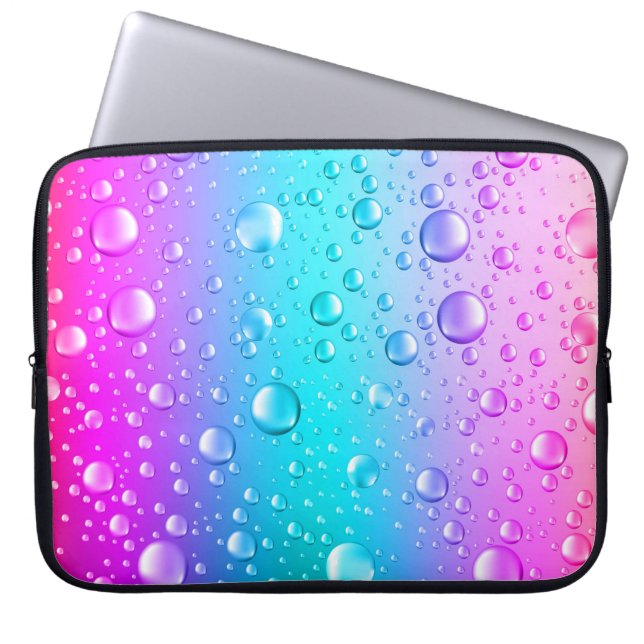 Capa Para Notebook Gotas de Água Gradiente Azul-Quente e Rosa-Quente (Frente)