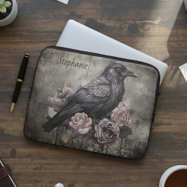 Capa Para Notebook Gothic Crow Dark Academia Floral