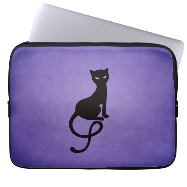 Capa Para Notebook Gótico roxo de gato preto (Frente)
