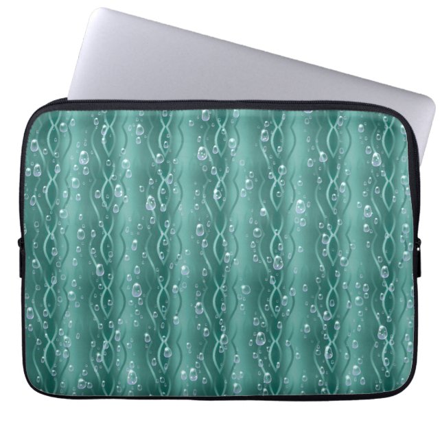 Capa Para Notebook Gotículas de chuva em metal verde (Frente)